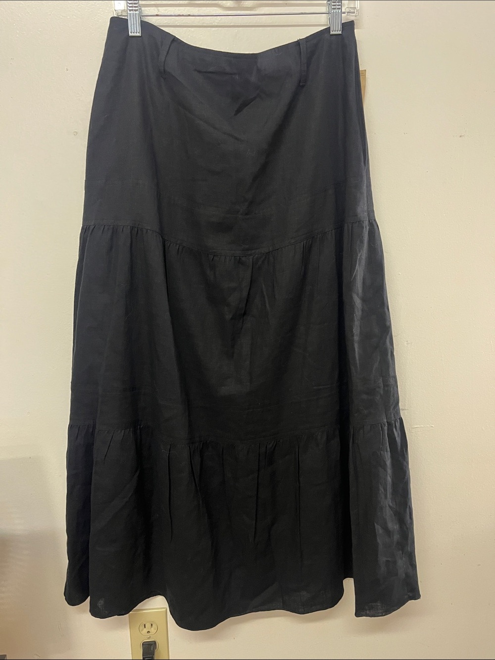 Apostrophe Black Tiered Maxi Skirt with Flowy Panels